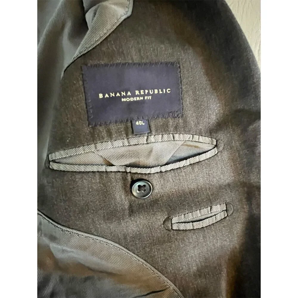 Banana Republic Men's Gray Wool‎ Blazer Size 40L Business Formal
